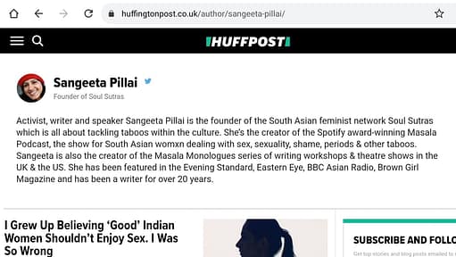 Sangeeta Pillai, Huffington Post